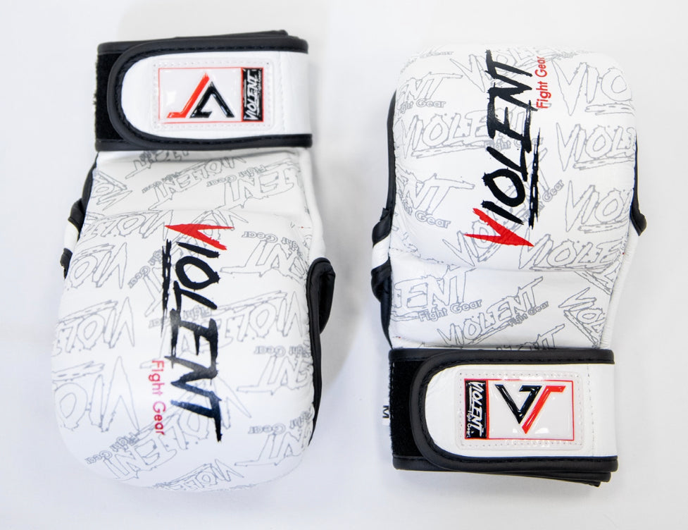 Violent MMA Gloves - White/Red
