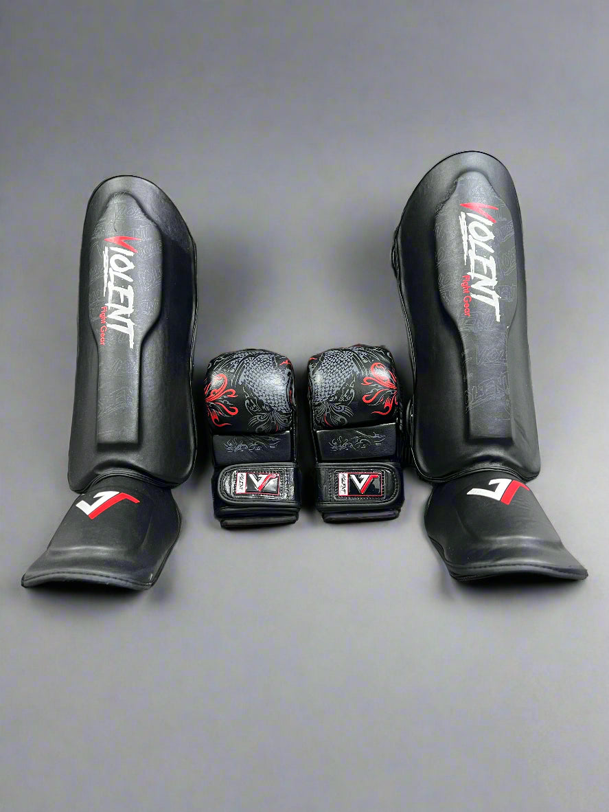MMA Gloves & Shin Guard Set