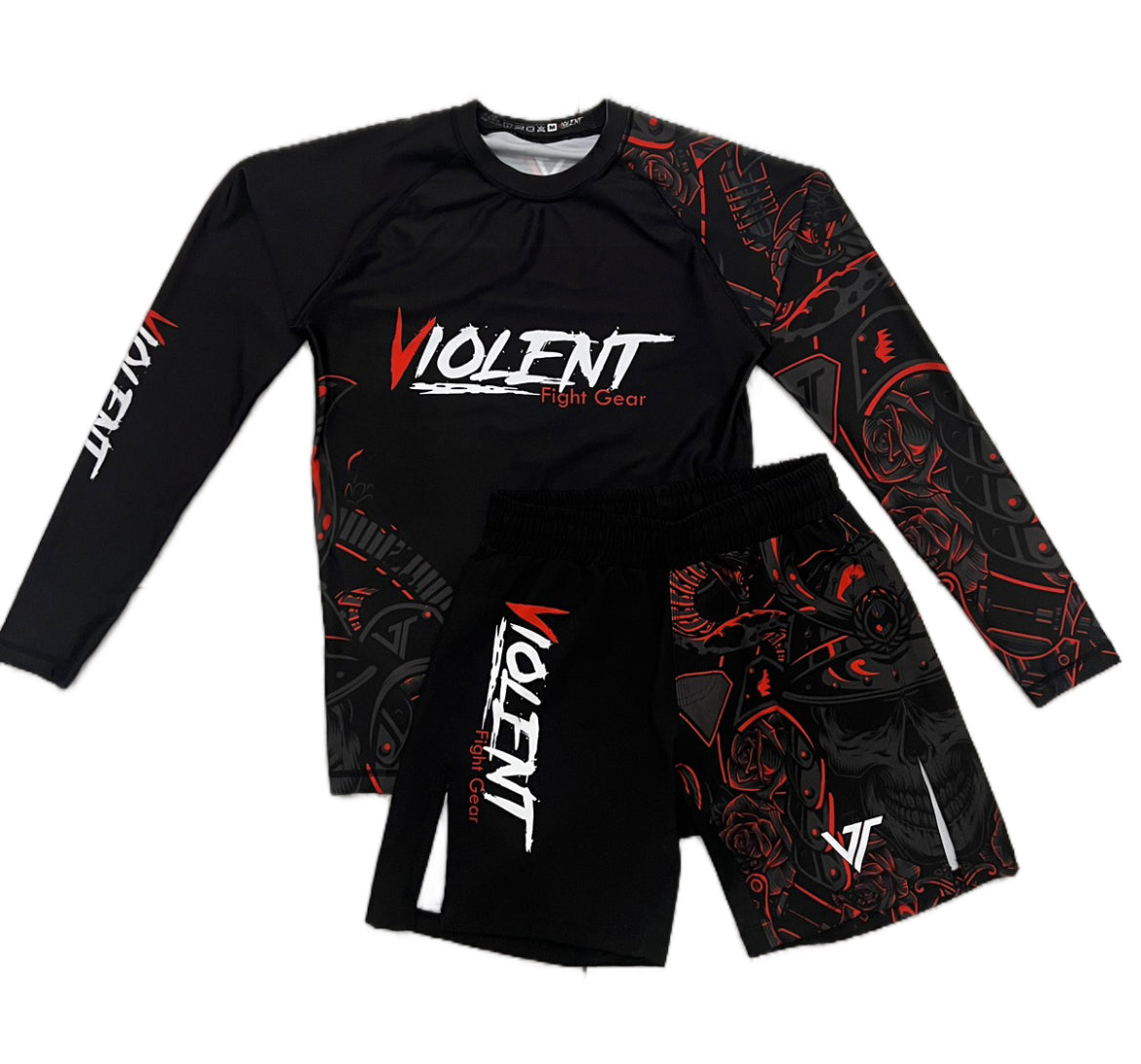 MMA Set black/red long sleeve